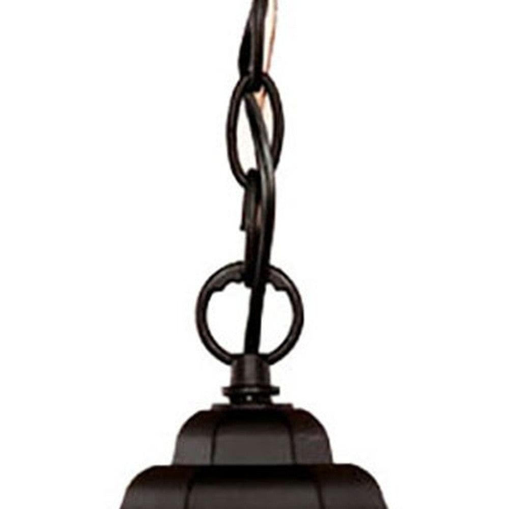 Antique Black Textured Glass Lantern Hanging Light - FurniFindUSA