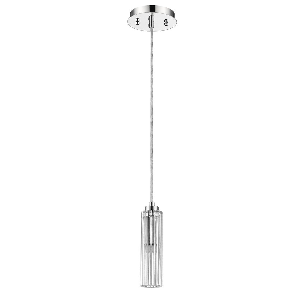 Solo 1-Light Polished Chrome Pendant With Multi-Faceted Round Crystal Shade HomeRoots