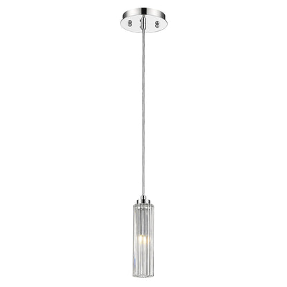 Solo 1-Light Polished Chrome Pendant With Multi-Faceted Round Crystal Shade