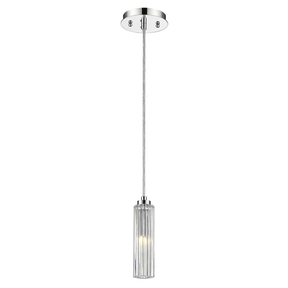 Solo 1-Light Polished Chrome Pendant With Multi-Faceted Round Crystal Shade HomeRoots