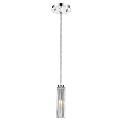 Solo 1-Light Polished Chrome Pendant With Multi-Faceted Round Crystal Shade HomeRoots