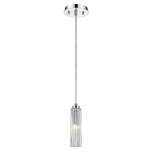 Solo 1-Light Polished Chrome Pendant With Multi-Faceted Round Crystal Shade HomeRoots