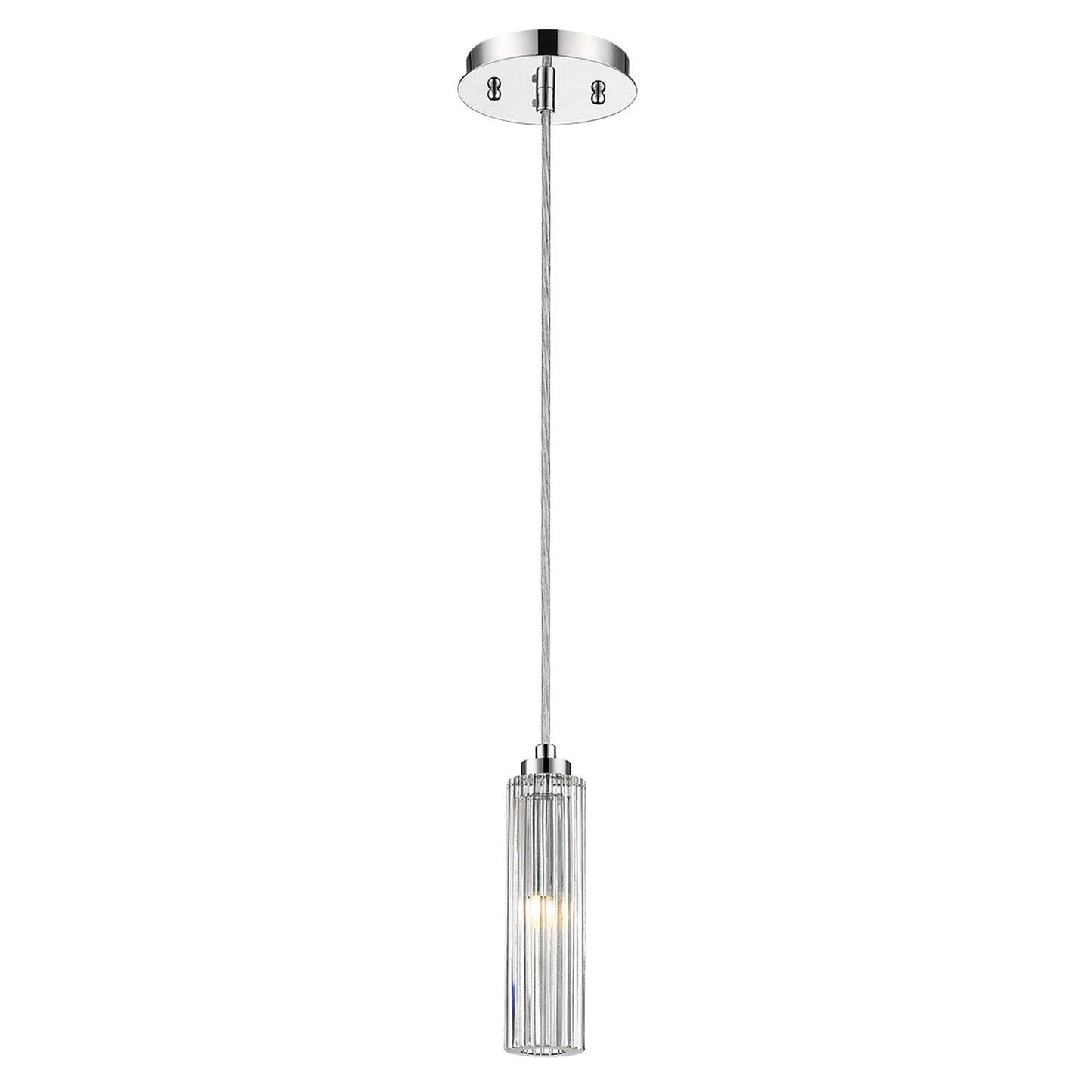 Solo 1-Light Polished Chrome Pendant With Multi-Faceted Round Crystal Shade