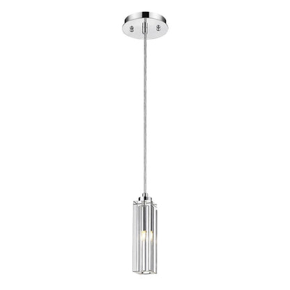 Solo 1-Light Polished Chrome Pendant With Square 4-Sided Cut Crystal Shade HomeRoots