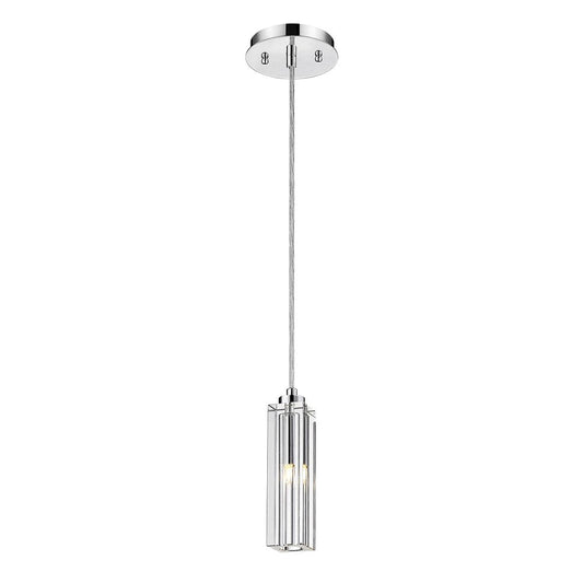 Solo 1-Light Polished Chrome Pendant With Square 4-Sided Cut Crystal Shade HomeRoots