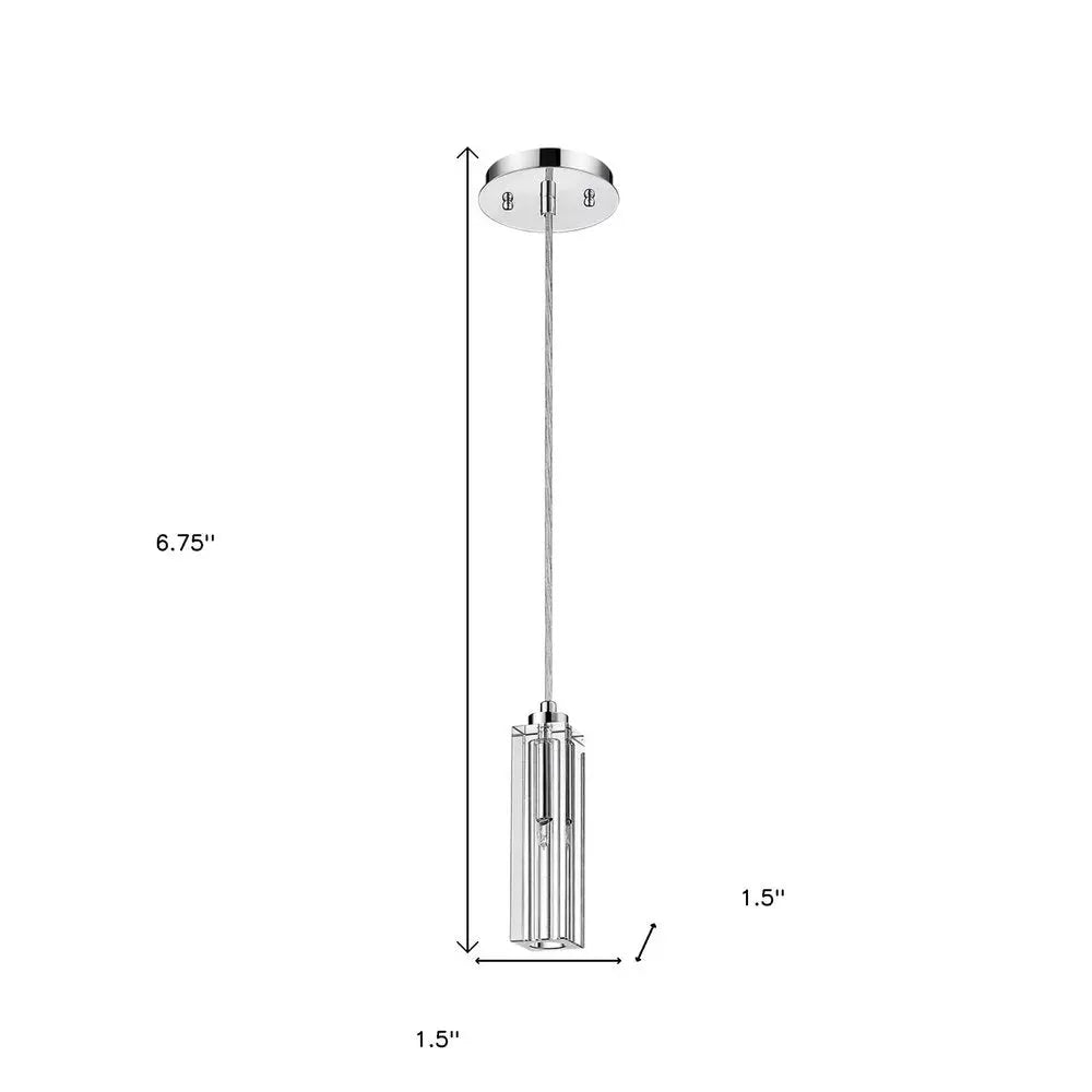 Solo 1-Light Polished Chrome Pendant With Square 4-Sided Cut Crystal Shade HomeRoots