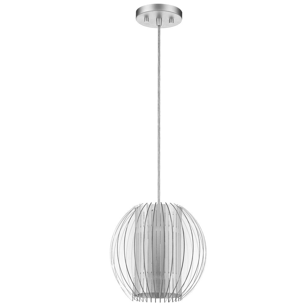 Acrylic and Steel Shade Hanging Globe Light — view 1