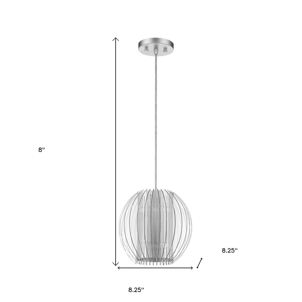 Acrylic and Steel Shade Hanging Globe Light — view 2