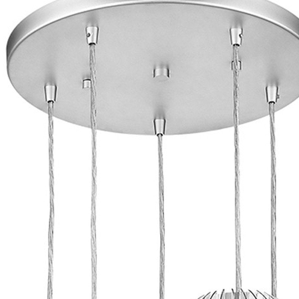 Five Light Acrylic and Steel Shade Hanging Globe Light — view 4