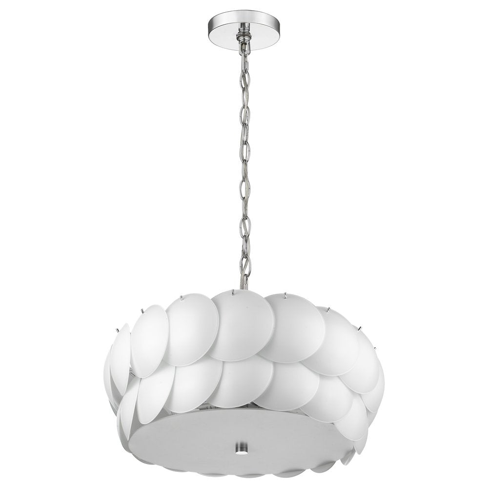Selene 6-Light Polished Chrome Pendant With Overlapping Frosted White Glass Discs Shade HomeRoots