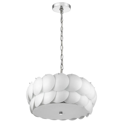 Selene 6-Light Polished Chrome Pendant With Overlapping Frosted White Glass Discs Shade HomeRoots