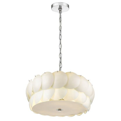 Selene 6-Light Polished Chrome Pendant With Overlapping Frosted White Glass Discs Shade HomeRoots
