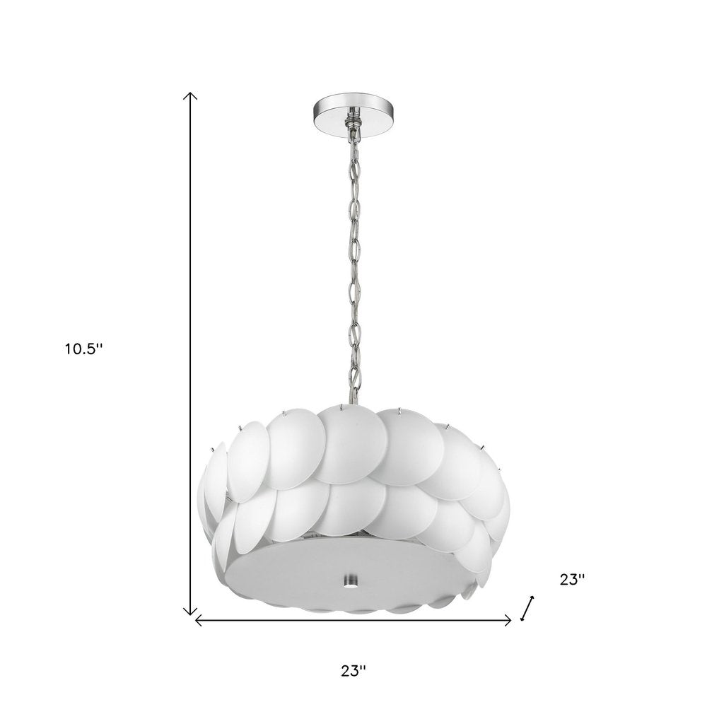 Selene 6-Light Polished Chrome Pendant With Overlapping Frosted White Glass Discs Shade HomeRoots