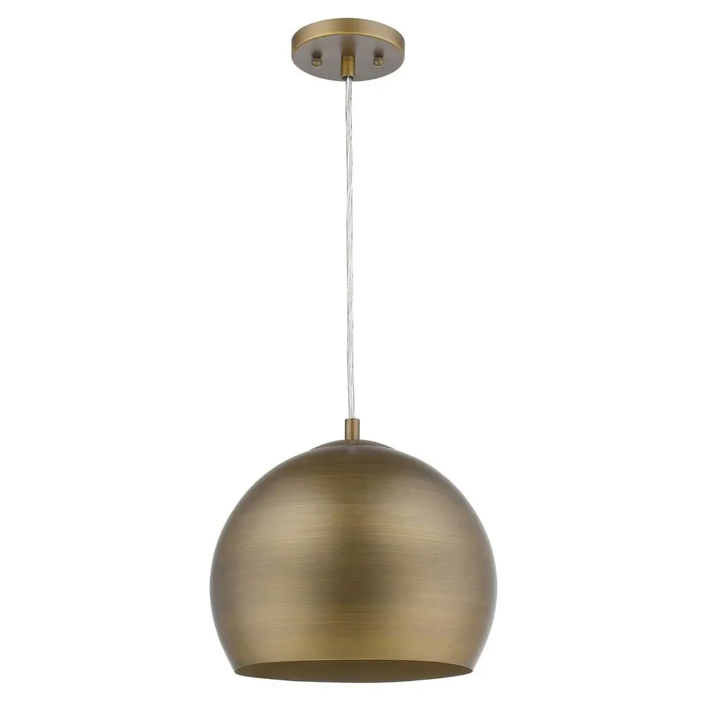 Latitude 1-Light Hand Painted Antique Gold Pendant With Gold Interior Shade HomeRoots