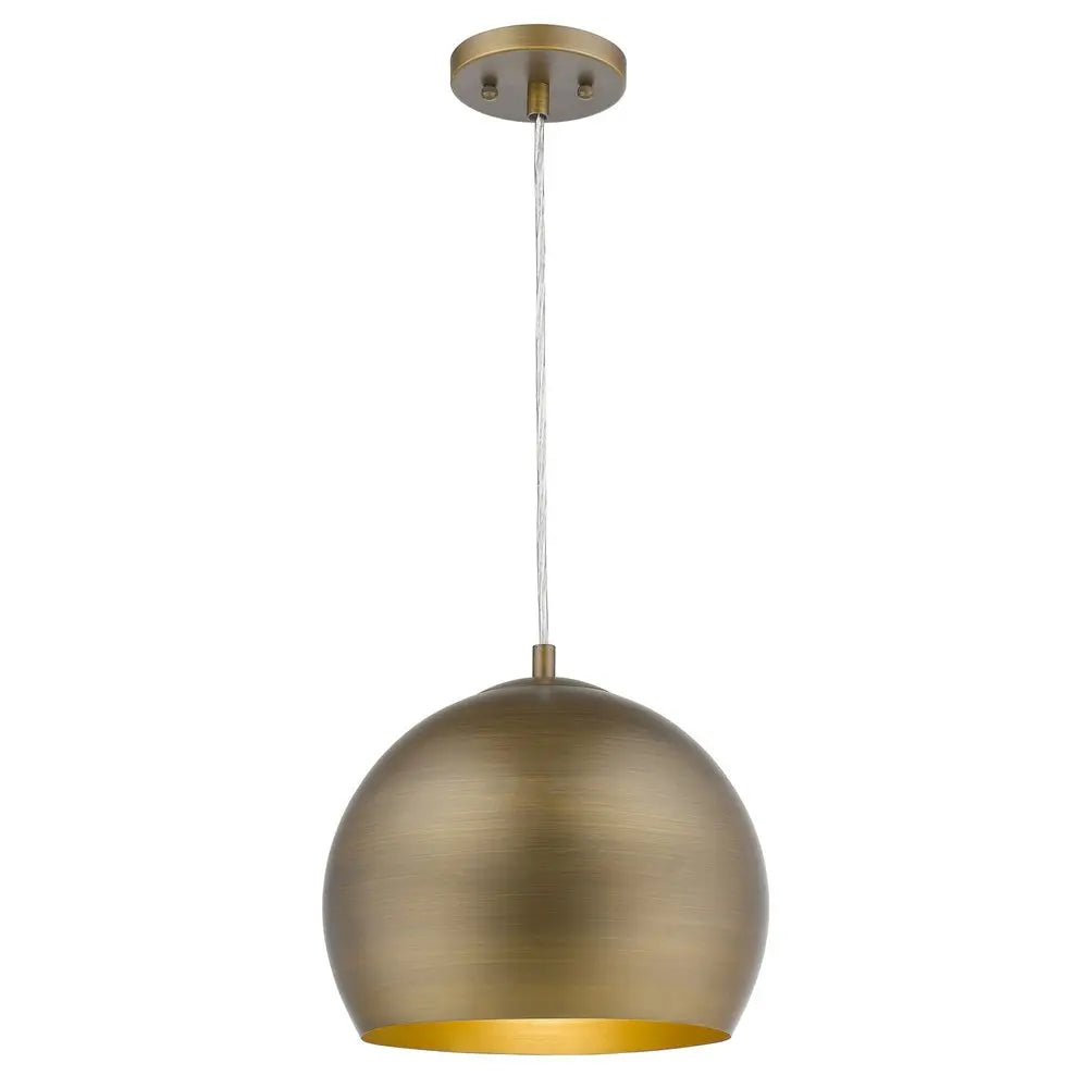 Latitude 1-Light Hand Painted Antique Gold Pendant With Gold Interior Shade HomeRoots