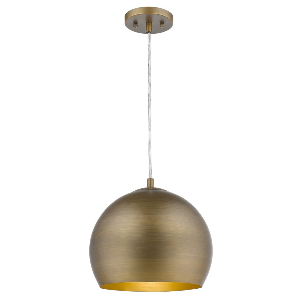 Latitude 1-Light Hand Painted Antique Gold Pendant With Gold Interior Shade — view 4