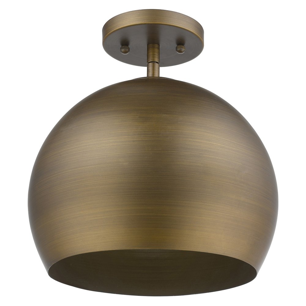 Latitude 1-Light Hand Painted Antique Gold Pendant With Gold Interior Shade HomeRoots