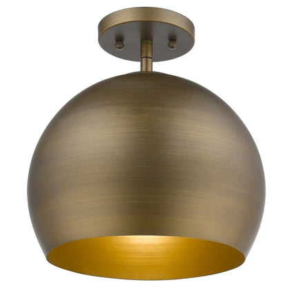 Latitude 1-Light Hand Painted Antique Gold Pendant With Gold Interior Shade HomeRoots