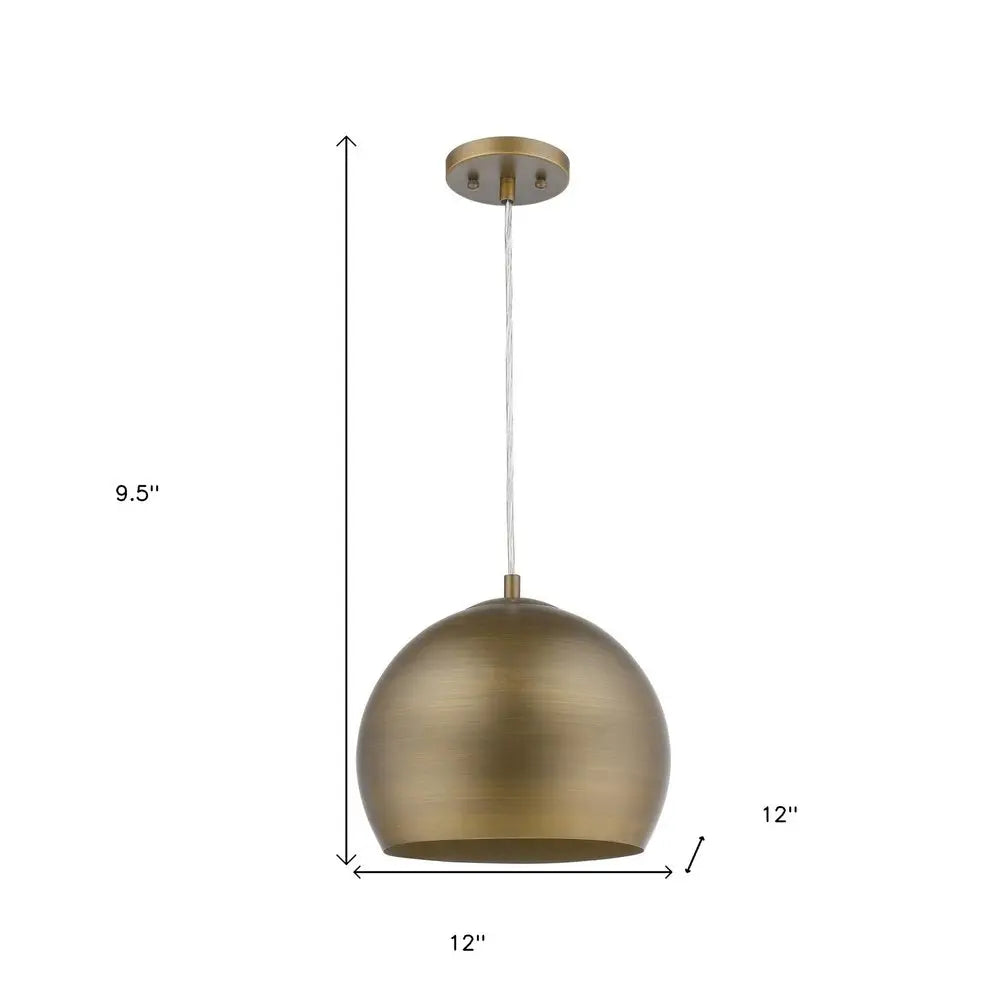 Latitude 1-Light Hand Painted Antique Gold Pendant With Gold Interior Shade HomeRoots