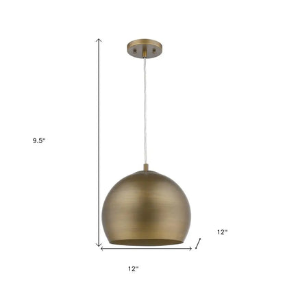 Latitude 1-Light Hand Painted Antique Gold Pendant With Gold Interior Shade HomeRoots