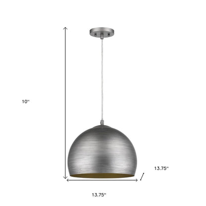 Latitude 1-Light Hand Painted Weathered Pewter Pendant With Gold Interior Shade (13.75") HomeRoots