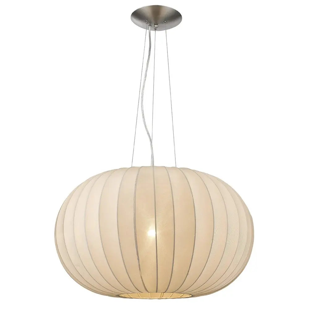 Shanghai 1-Light Brushed Nickel Pendant With Sheer Pearl Ribbon Shade HomeRoots