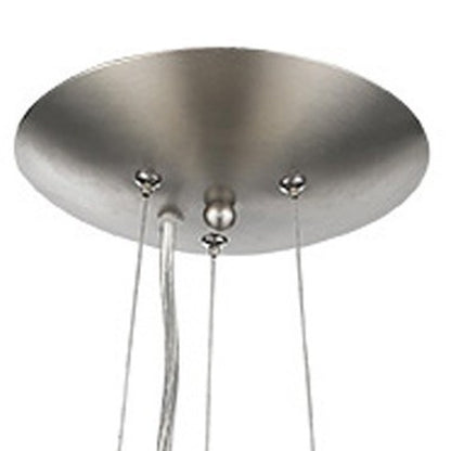 Shanghai 1-Light Brushed Nickel Pendant With Sheer Pearl Ribbon Shade