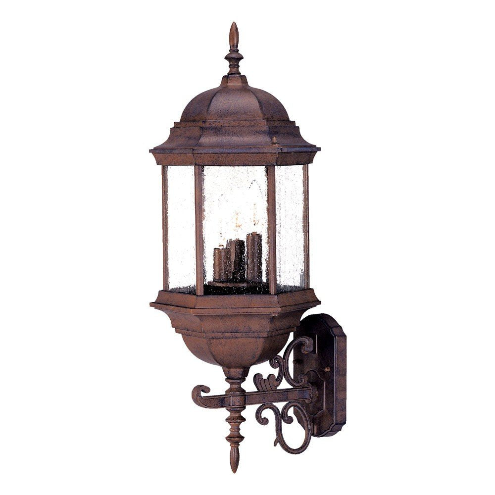 Three Light Brown Domed Textured Glass Lantern Wall Light HomeRoots