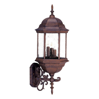 Three Light Brown Domed Textured Glass Lantern Wall Light HomeRoots