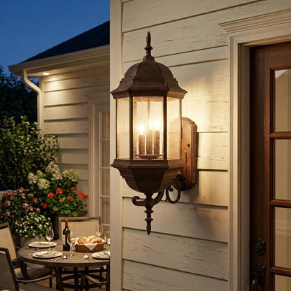 Three Light Brown Domed Textured Glass Lantern Wall Light HomeRoots