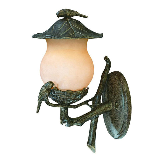 Vintage Black and Gold Bird Detail Lantern Wall Light - FurniFindUSA