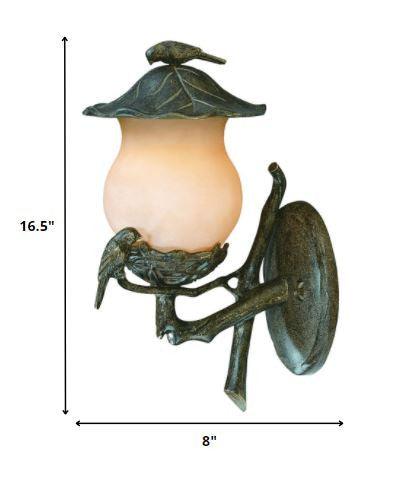 Vintage Black and Gold Bird Detail Lantern Wall Light - FurniFindUSA