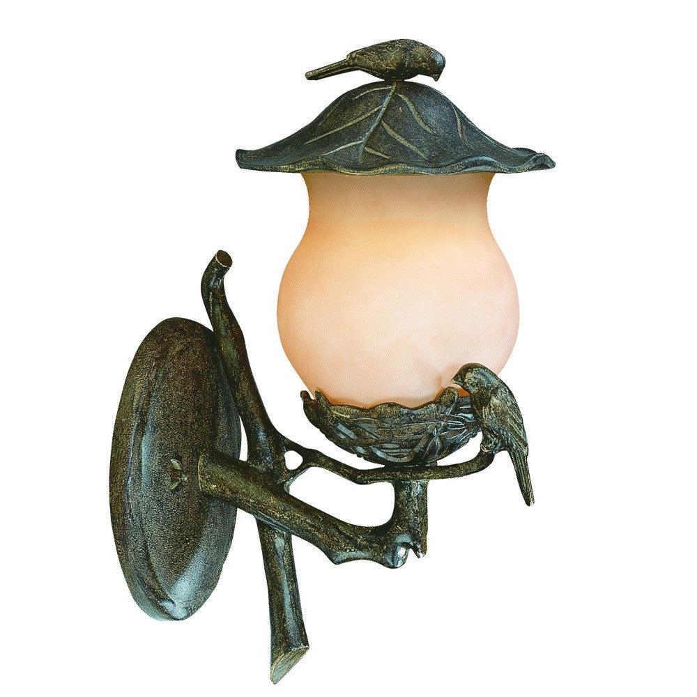 Vintage Black and Gold Bird Detail Lantern Wall Light - FurniFindUSA