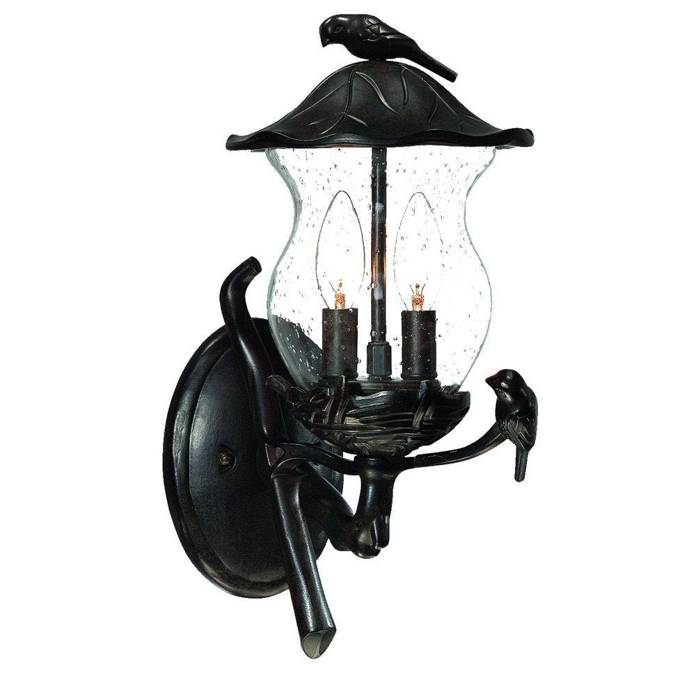 Matte Black Bird Detail Lantern Wall Light — view 2