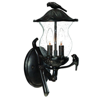 Matte Black Bird Detail Lantern Wall Light HomeRoots