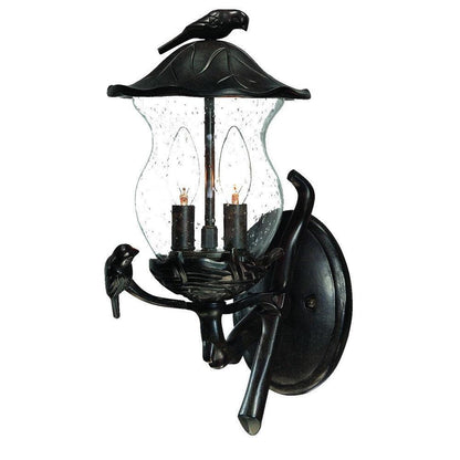 Matte Black Bird Detail Lantern Wall Light - FurniFindUSA