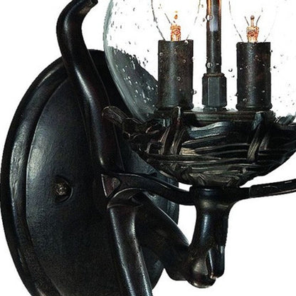 Matte Black Bird Detail Lantern Wall Light HomeRoots