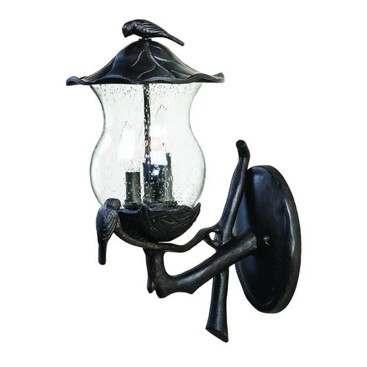 Avian 3-Light Black Coral Wall Light With Seeded Glass HomeRoots