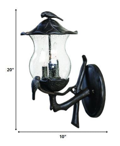 Avian 3-Light Black Coral Wall Light With Seeded Glass