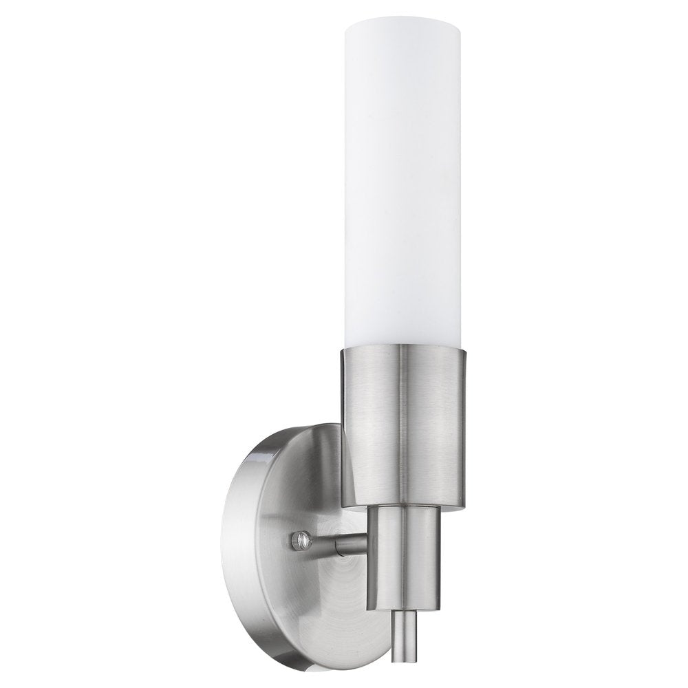 Silver Narrow Wall Light with Frosted Glass Shade HomeRoots