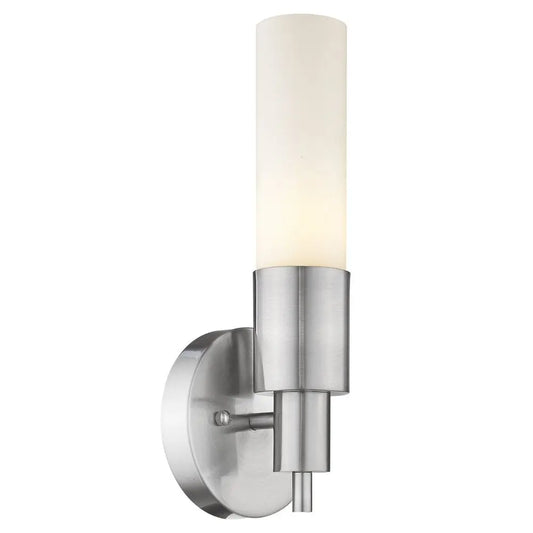 Silver Narrow Wall Light with Frosted Glass Shade HomeRoots