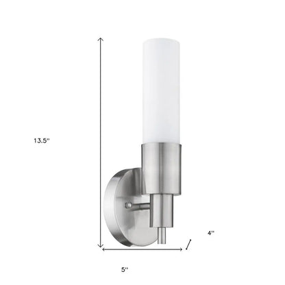 Silver Narrow Wall Light with Frosted Glass Shade HomeRoots