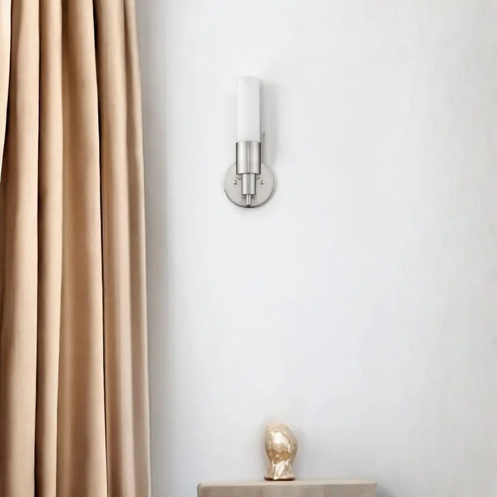 Silver Narrow Wall Light with Frosted Glass Shade HomeRoots