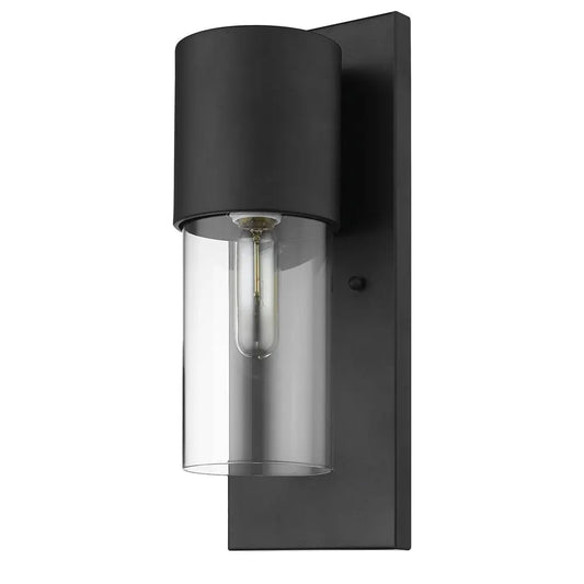 Contemporary Matte Black and Glass Wall Light HomeRoots