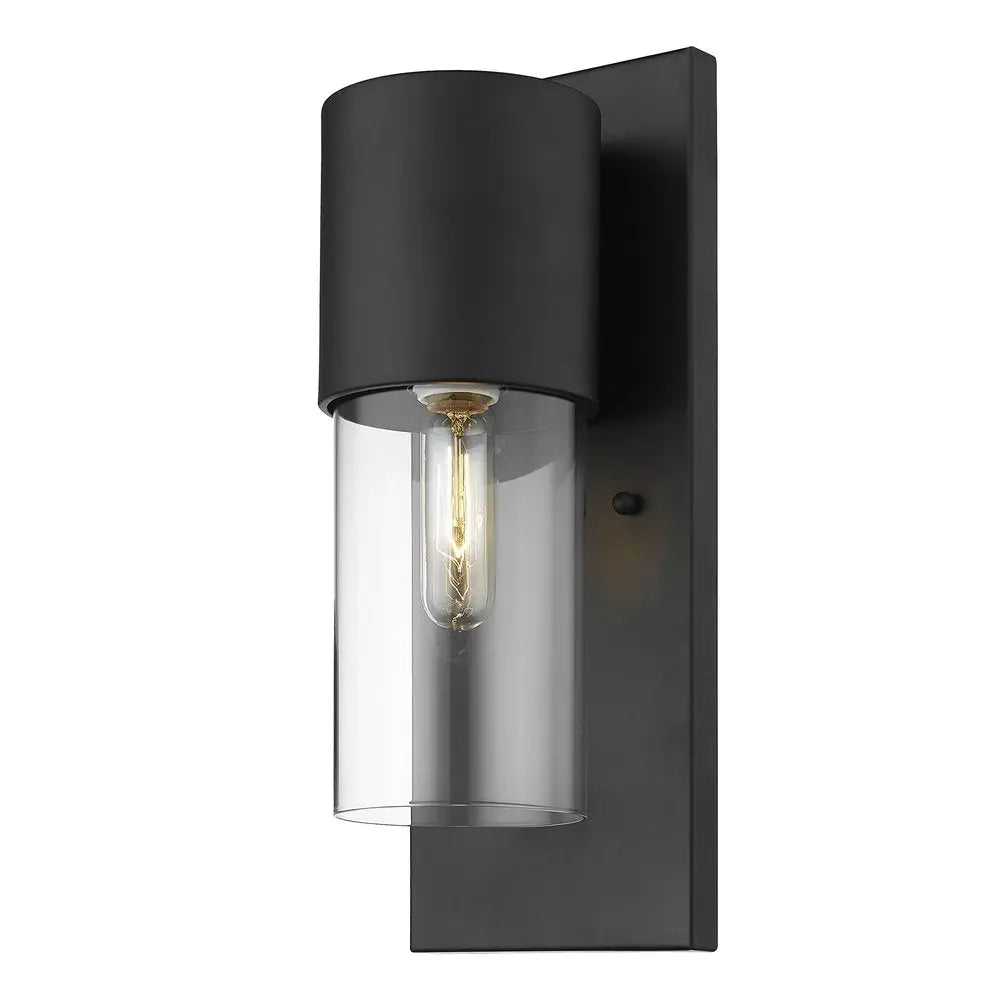 Contemporary Matte Black and Glass Wall Light HomeRoots