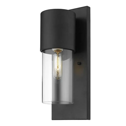 Contemporary Matte Black and Glass Wall Light HomeRoots