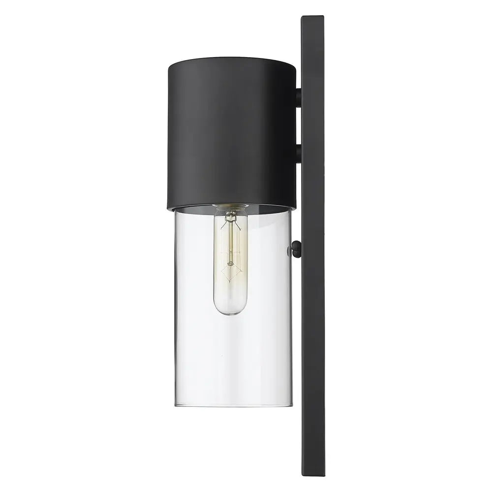Contemporary Matte Black and Glass Wall Light HomeRoots