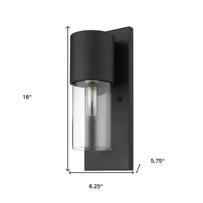 Contemporary Matte Black and Glass Wall Light HomeRoots