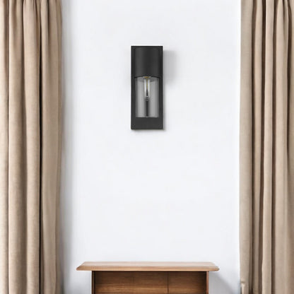 Contemporary Matte Black and Glass Wall Light