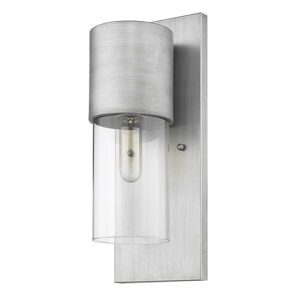 Contemporary Brushed Silver and Glass Wall Light HomeRoots